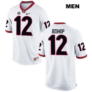 Men's Georgia Bulldogs NCAA #12 Tray Bishop Nike Stitched White Authentic College Football Jersey HBH1554GS
